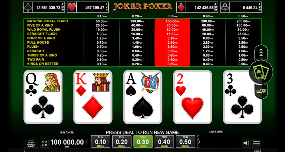 Joker Poker Gameplay Screenshot